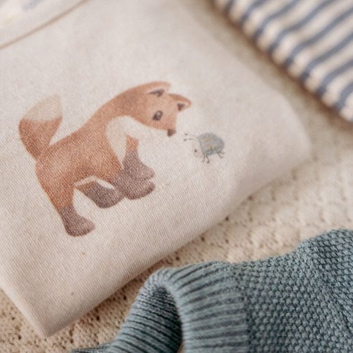 Shirt lange mouw - Zand - Forest Friends - Vosje