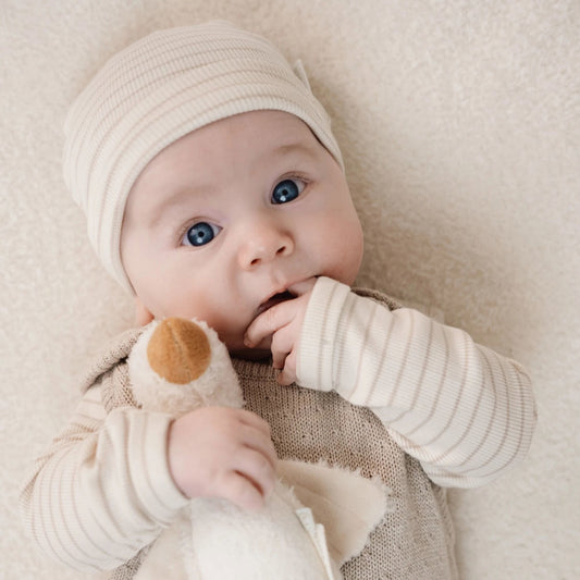Babymutsje - Beige - Newborn Naturals - Stripe