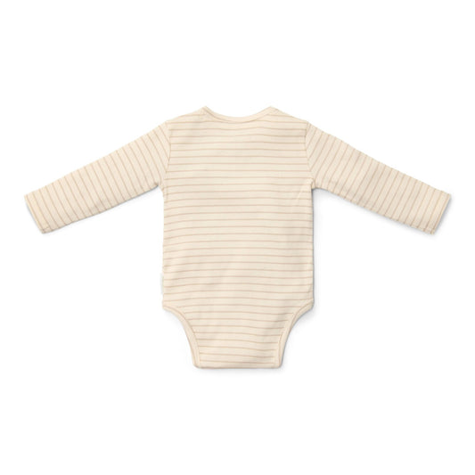 Romper overslag lange mouw - Beige - Newborn Naturals - Stripe