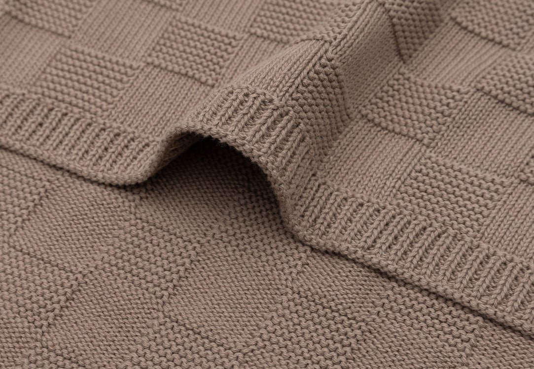 Deken Wieg 75x100cm Box Knit - Milky Coffee - GOTS