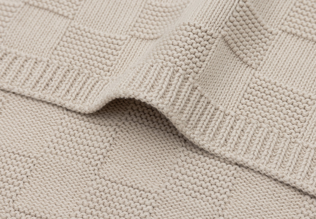 Deken Wieg 75x100cm Box Knit - Warm Sand - GOTS