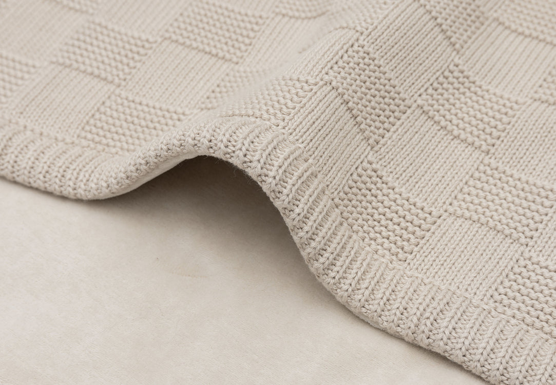 Deken Wieg 75x100cm Box Knit - Warm Sand/Velvet - GOTS