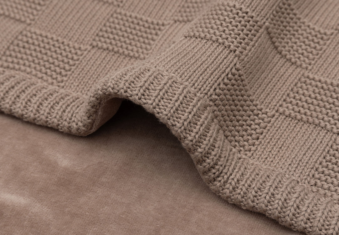 Deken Wieg 75x100cm Box Knit - Milky Coffee/Velvet - GOTS