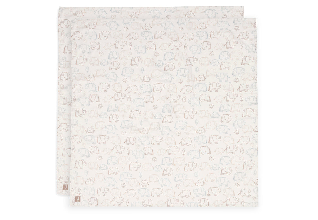 Hydrofiele Doek Large 115x115cm - Elephant Tales - 2 Stuks
