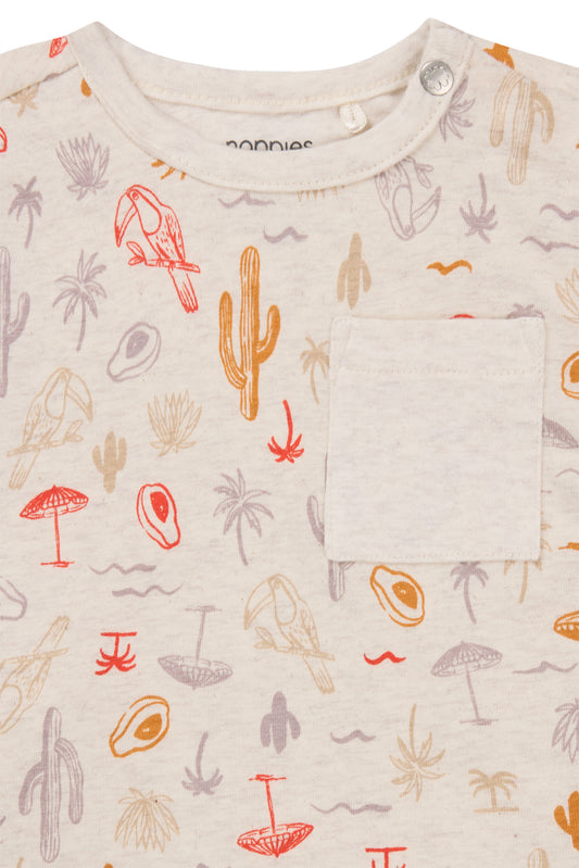 T-shirt Olle - Tropical pattern Off white