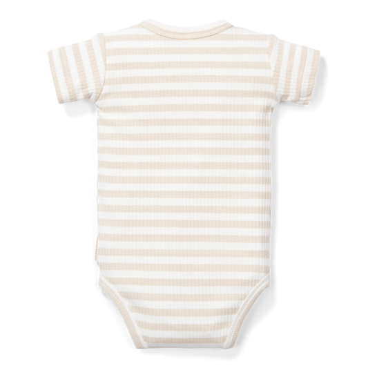 Romper short sleeve Stripe Sand/White
