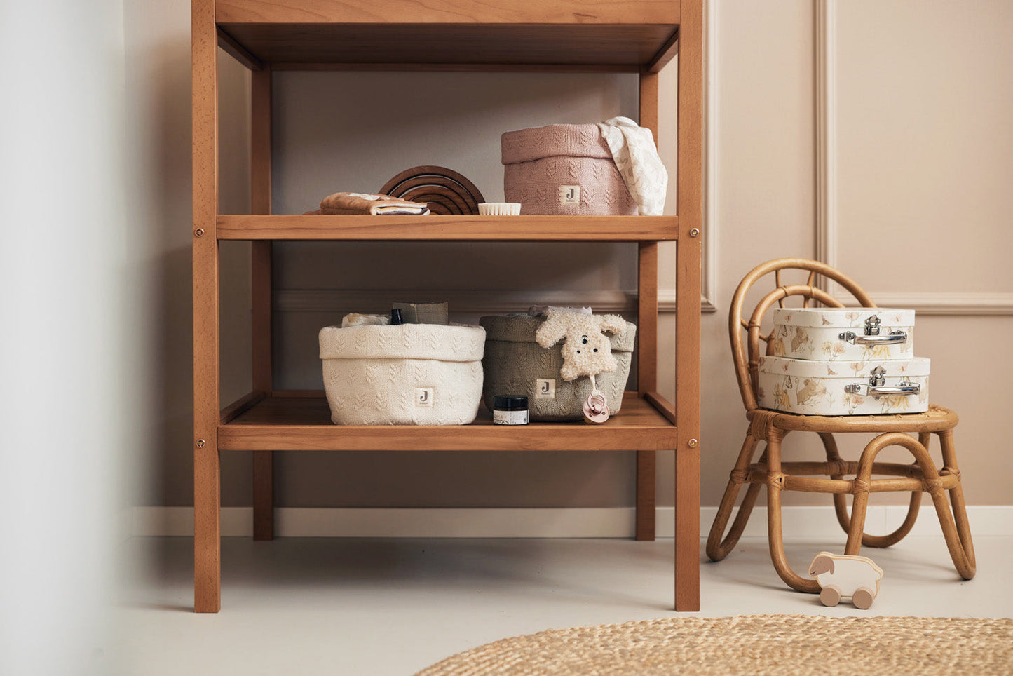 Changing basket Grain Knit - Wild Rose