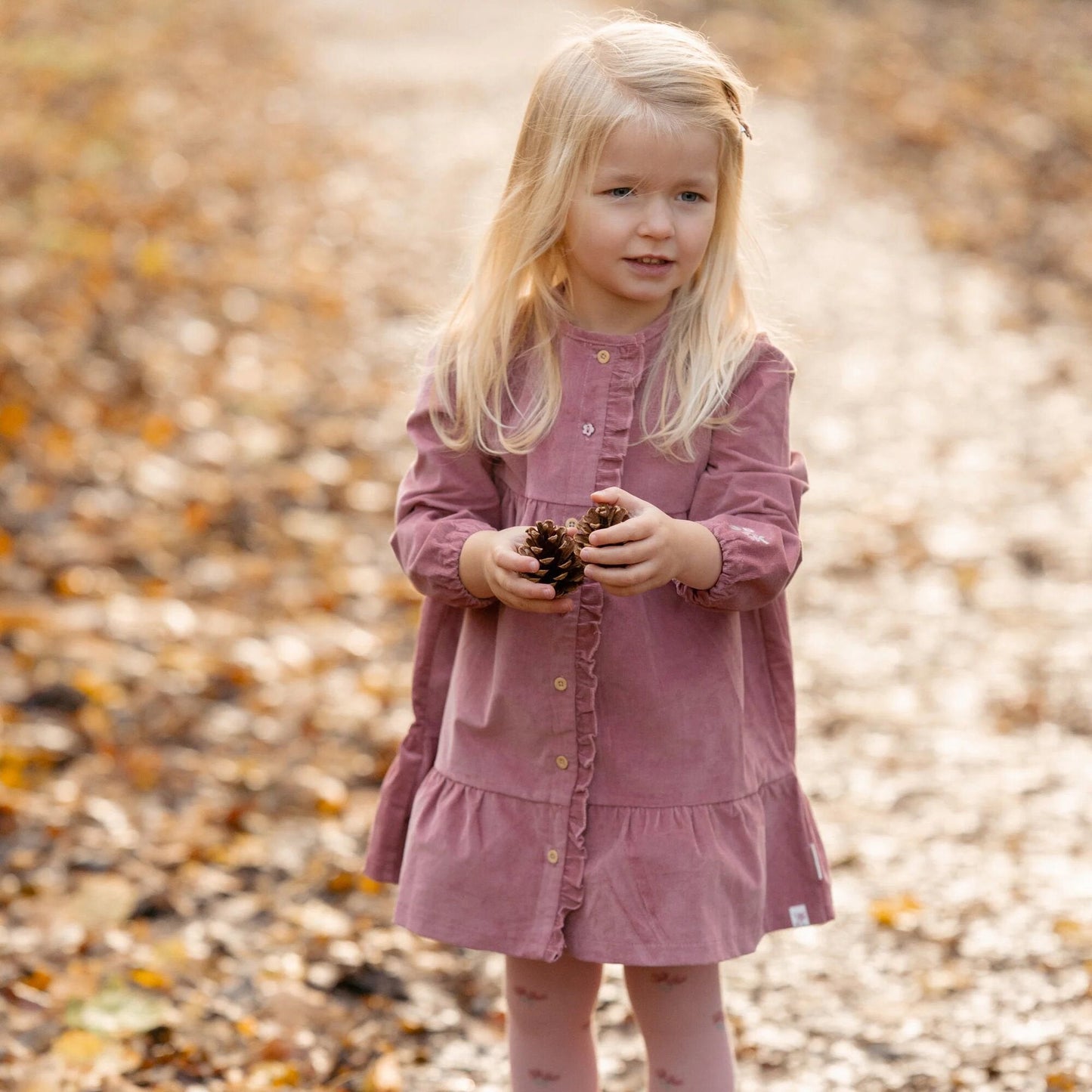 Jurk lange mouw - Roze - Fairy Garden - Corduroy