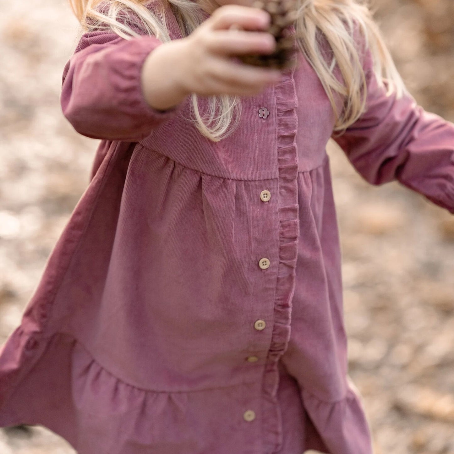 Jurk lange mouw - Roze - Fairy Garden - Corduroy