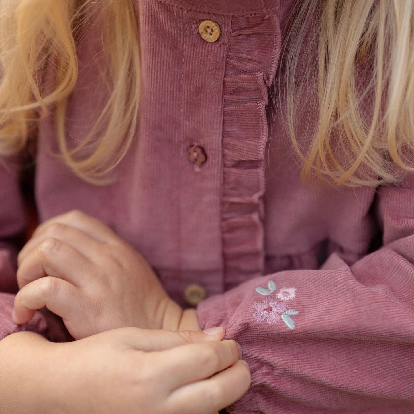 Jurk lange mouw - Roze - Fairy Garden - Corduroy