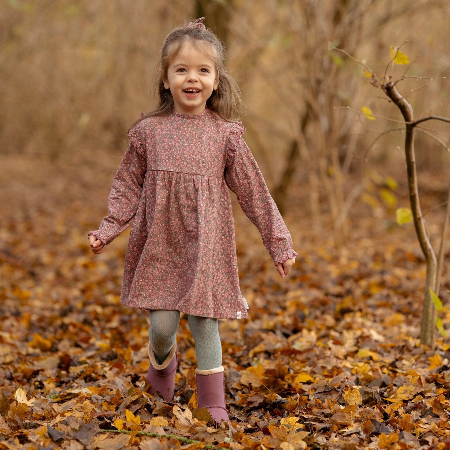 Jurk lange mouw - Roze - Fairy Garden - Bloemen