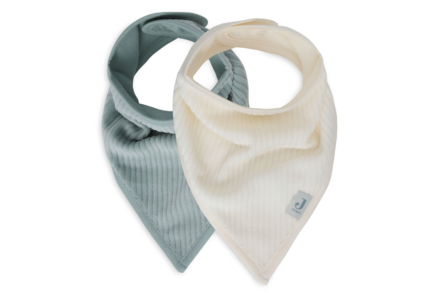 Bib Bandana Velvet Rib - Sea Green/Ivory - 2 Pieces