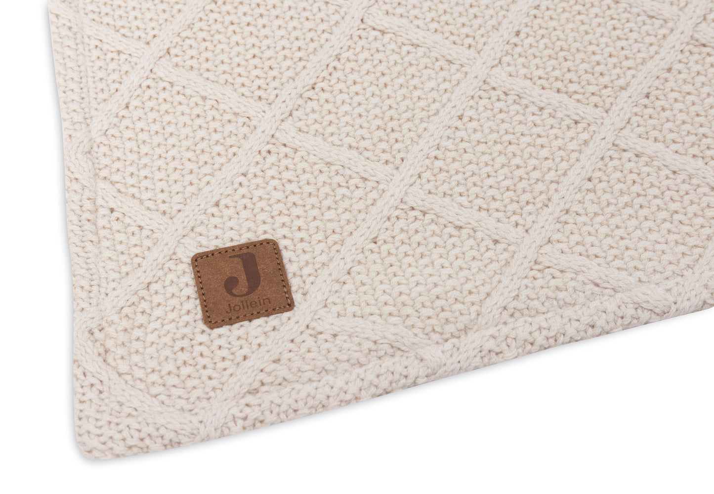 Blanket Crib 75x100cm Check Knit - Oatmeal/Teddy Fleece