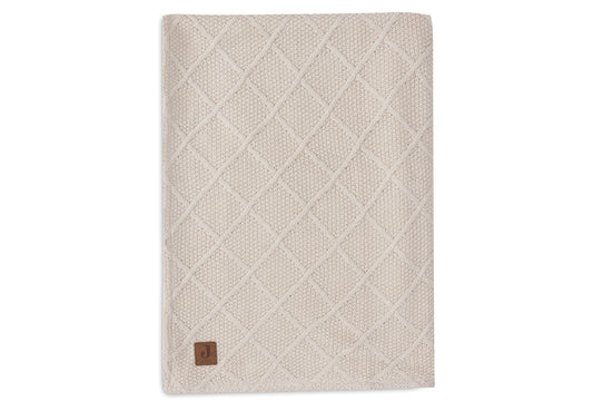 Deken Wieg 75x100cm Check Knit - Oatmeal/Teddy Fleece