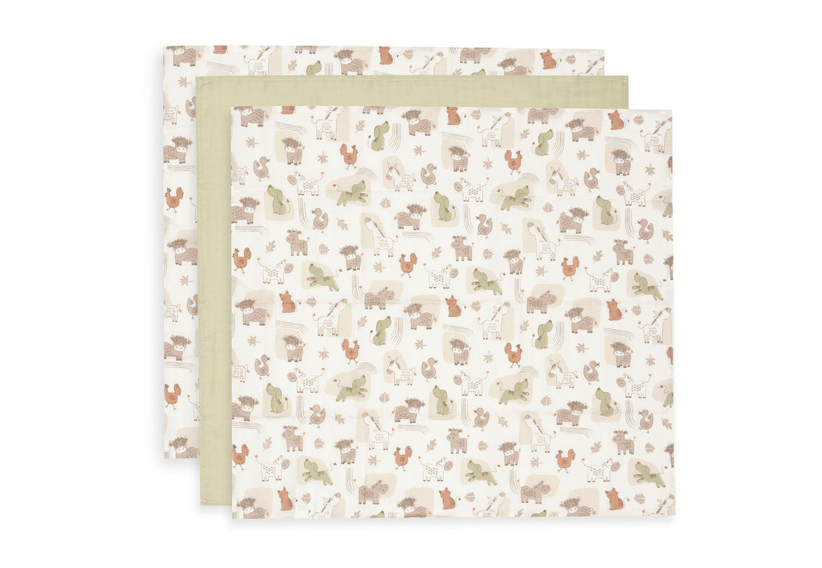 Hydrofiele Doek Small 70x70cm - Barn Buddies - 3 Stuks