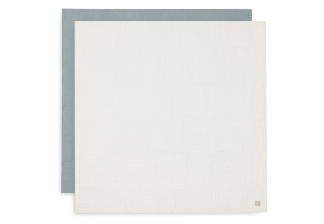 Hydrofiele Doek Large 115x115cm - Sea Green/Ivory - 2 Stuks