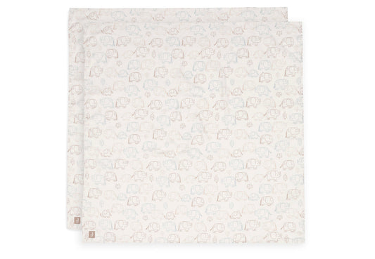 Hydrofiele Doek Large 115x115cm - Elephant Tales - 2 Stuks