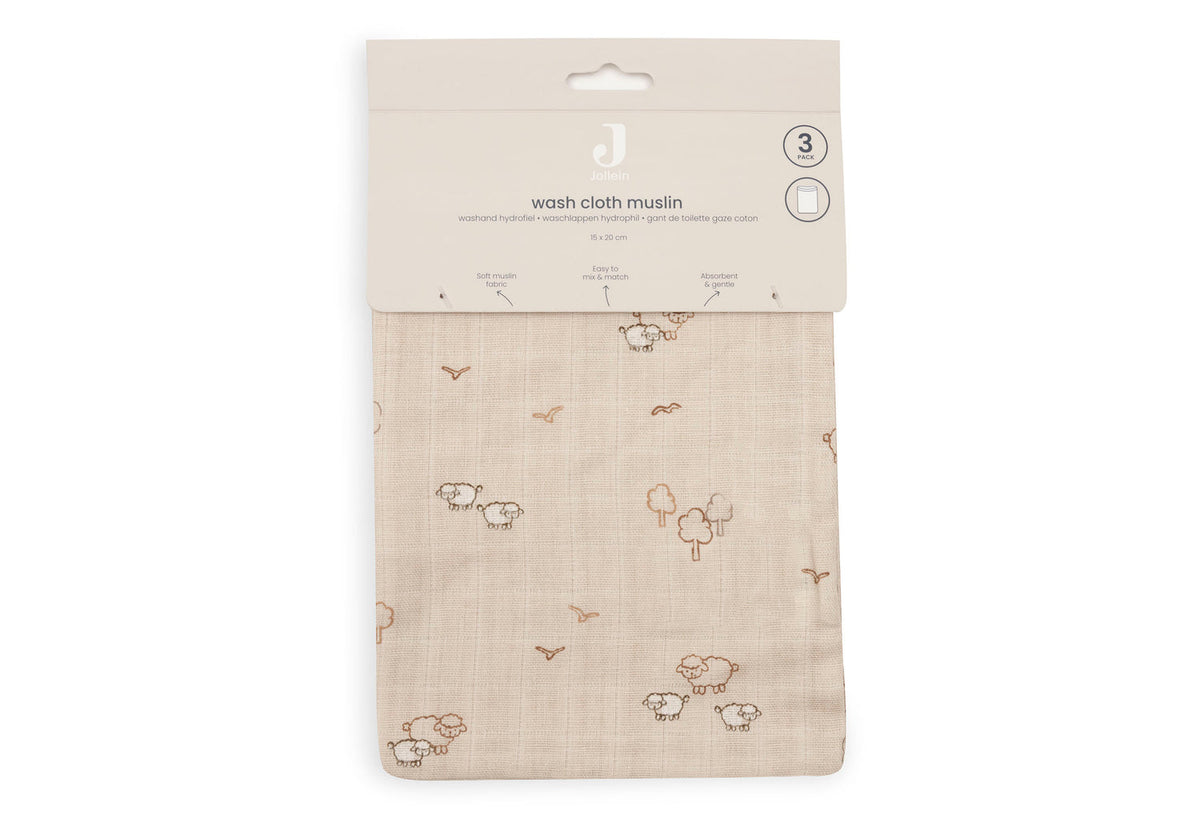 Hydrofiel Washandje 15x20cm - Woolly - 3 Stuks