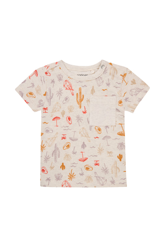T-shirt Olle - Tropical pattern Off white