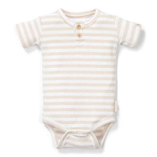 Romper short sleeve Stripe Sand/White