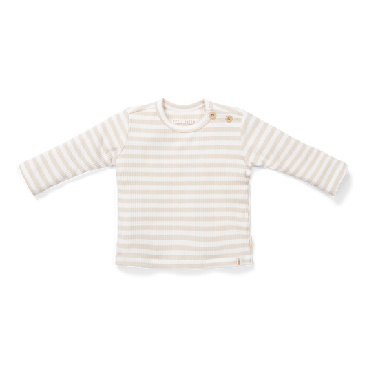 T-shirt lange mouw Stripe Sand/White