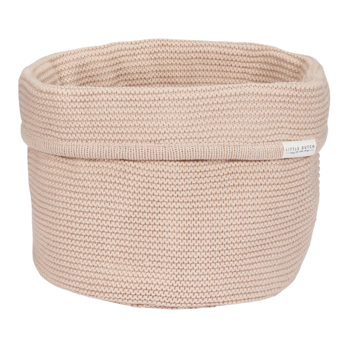 Knitted dresser basket round Beige